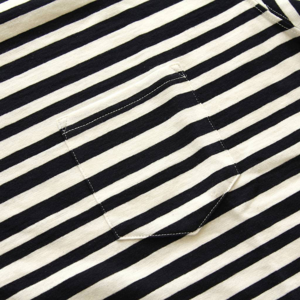 Momotaro Original Border Pocket Tee (Navy) - Okayama Denim T-Shirts - Selvedge