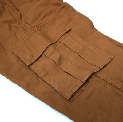 Momotaro Back Satin Brown Cargo Pants (Slim Tapered) - Okayama Denim Pants - Selvedge