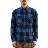 Momotaro Heavyweight Herringbone Check Flannel Shirt (Blue)