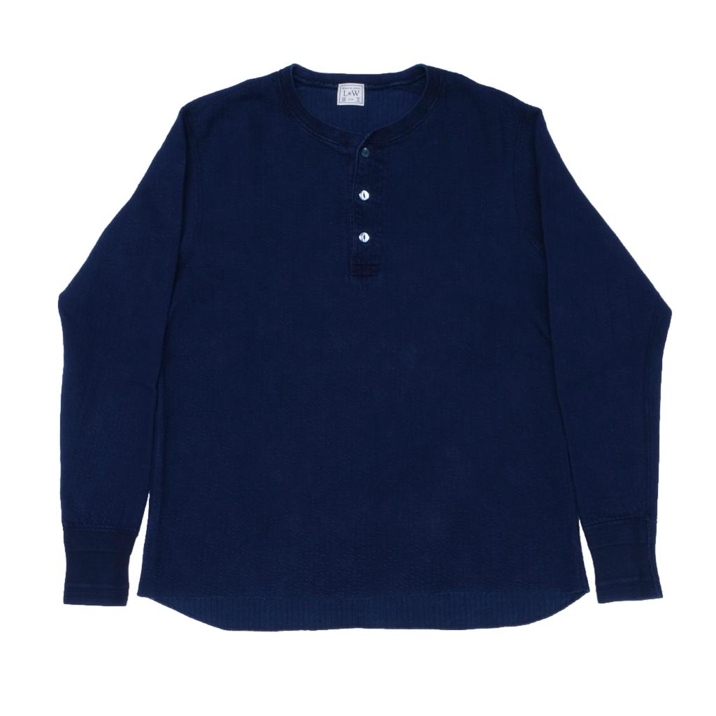 OD+LW Indigo Dyed Double Face Jacquard Thermal Henley