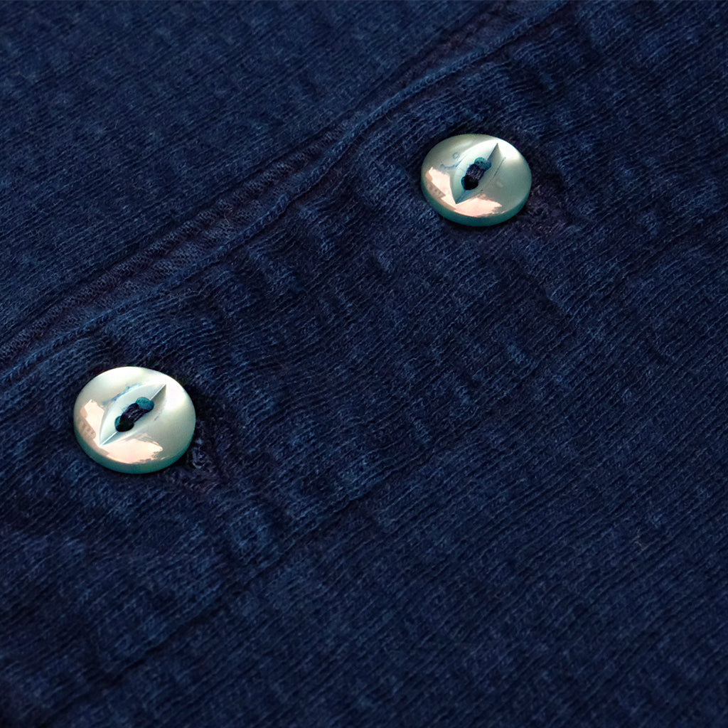 OD+LW Indigo Dyed Double Face Jacquard Thermal Henley