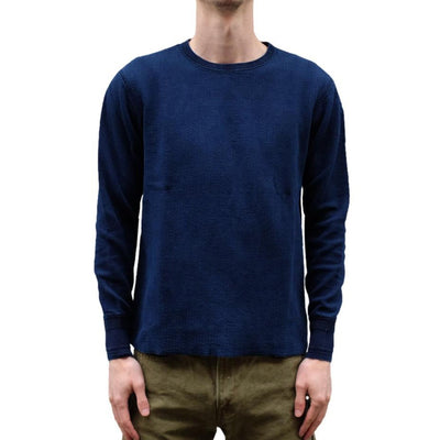 OD+LW Indigo Dyed Double Face Jacquard Crewneck Thermal