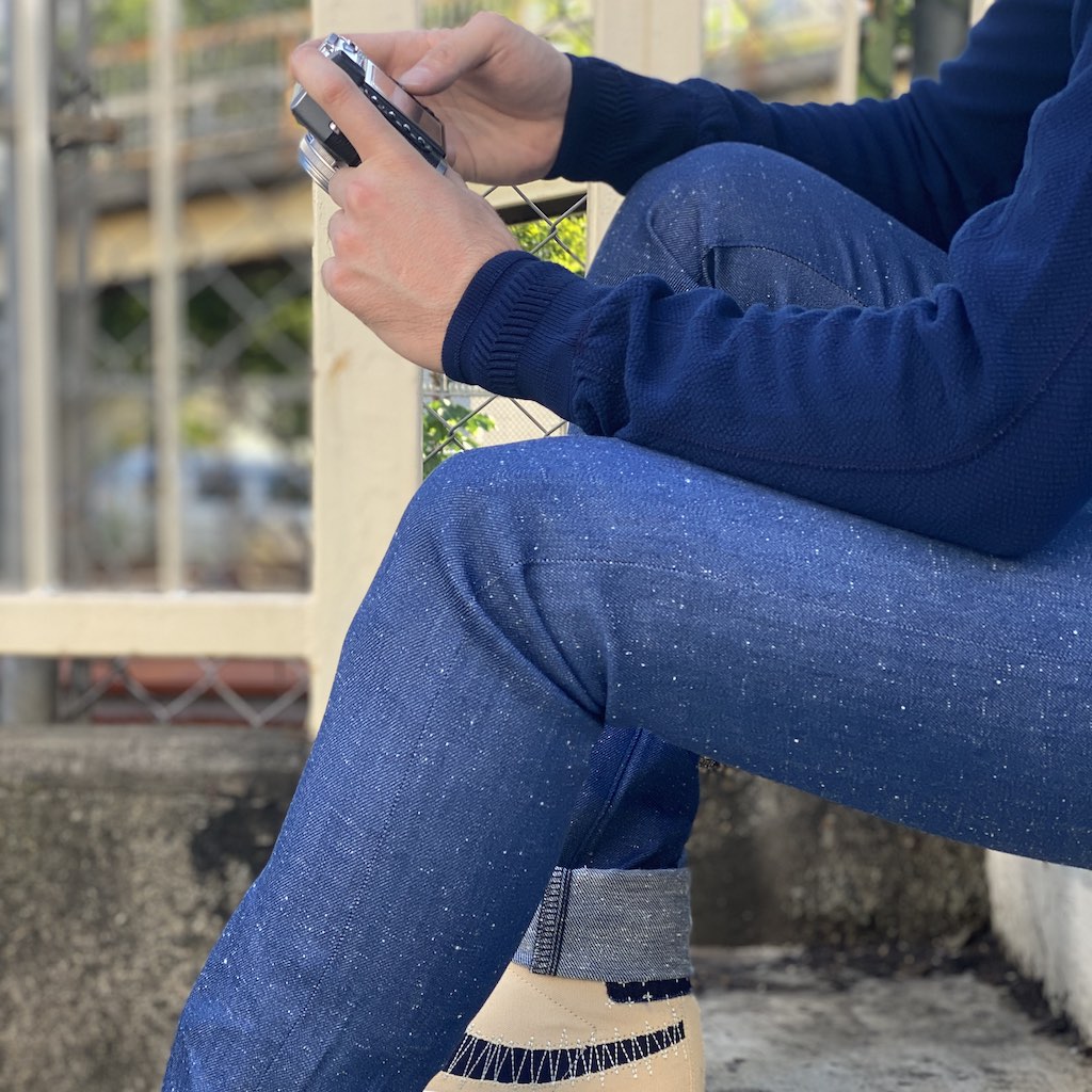 OD+LW Twill Face Indigo Dyed Crewneck L/S Tee