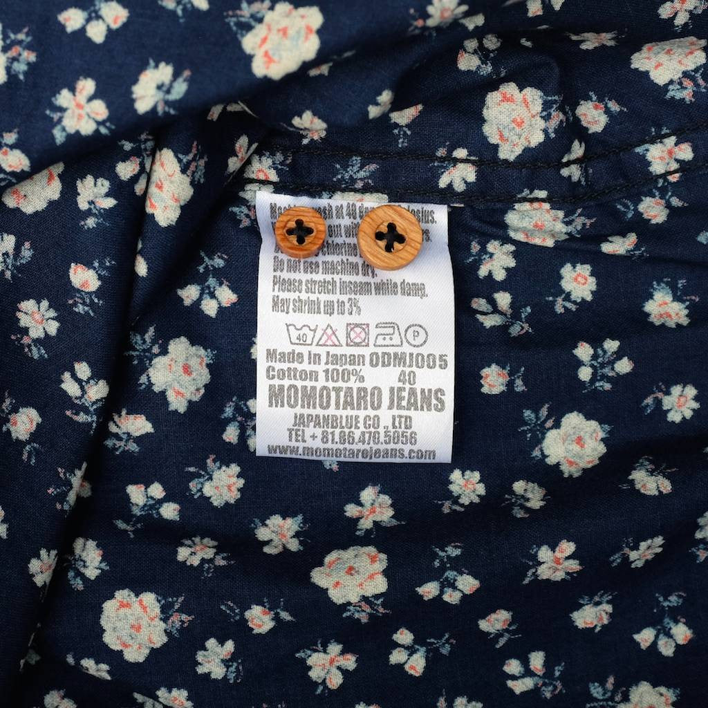 OD+MJ Indigo Floral Selvedge S/S Shirt - Okayama Denim Shirt - Selvedge