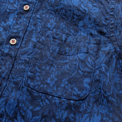 OD+MJ Floral Indigo Jacquard S/S Shirt - Okayama Denim Shirt - Selvedge