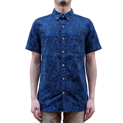 OD+MJ Floral Indigo Jacquard S/S Shirt - Okayama Denim Shirt - Selvedge