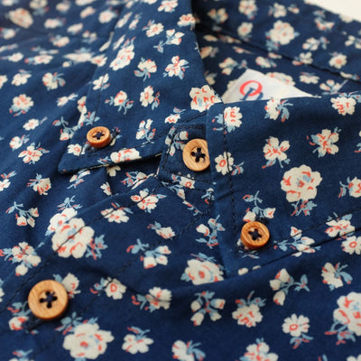 OD+MJ Indigo Floral Selvedge S/S Shirt - Okayama Denim Shirt - Selvedge