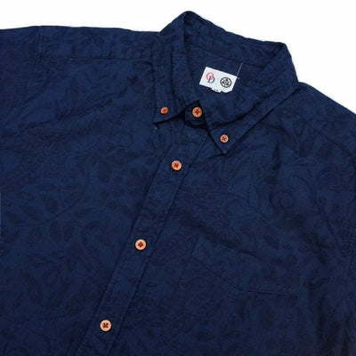 OD+MJ Deep Indigo Jacquard Paisley Aloha Shirt - Okayama Denim Shirt - Selvedge