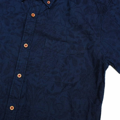 OD+MJ Deep Indigo Jacquard Paisley Aloha Shirt - Okayama Denim Shirt - Selvedge