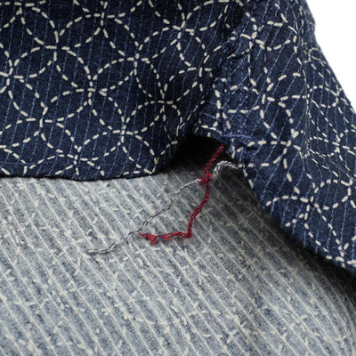 OD+MJ Indigo Sashiko Katazome Print L/S Shirt - Okayama Denim Shirt - Selvedge