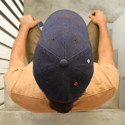 OD+SDA "Kasezome" Indigo x Kakishibu Sashiko Selvedge 6-panel Baseball Cap