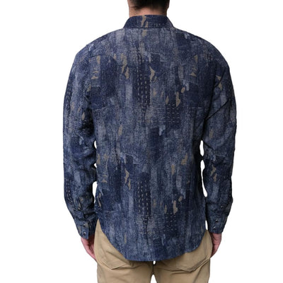 Pure Blue Japan Indigo Jacquard Boro Western Shirt