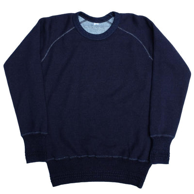 Pure Blue Japan Indigo Dyed "Raised" Crewneck Sweatshirt - Okayama Denim Sweatshirt - Selvedge