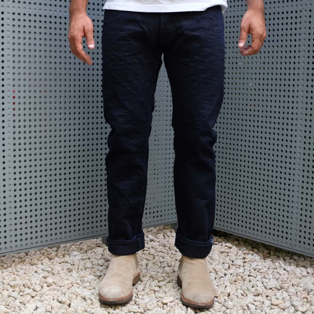 Double indigo sales raw denim
