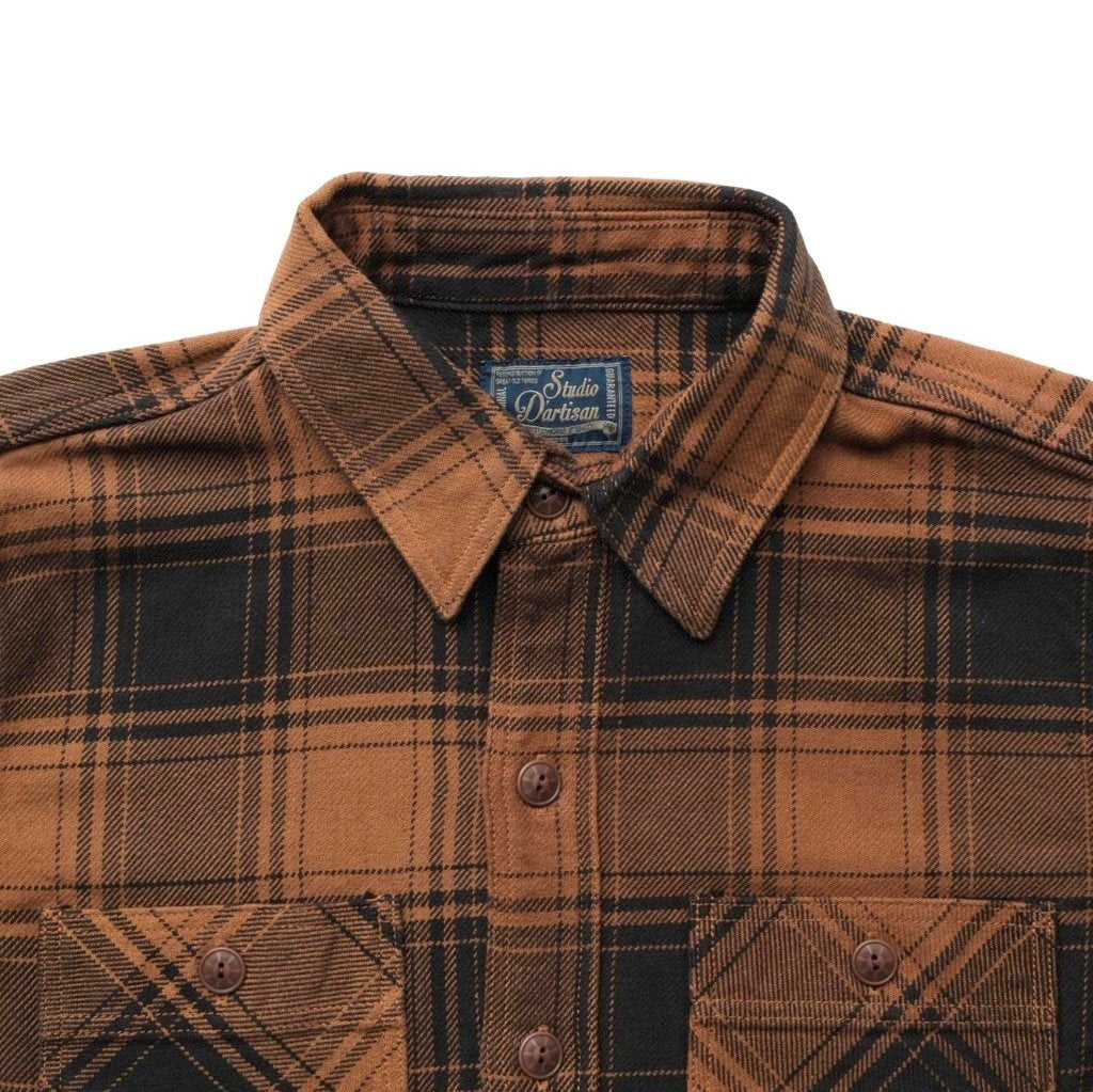 Studio D'Artisan Kakishibu Dyed Heavyweight Check Flannel Shirt