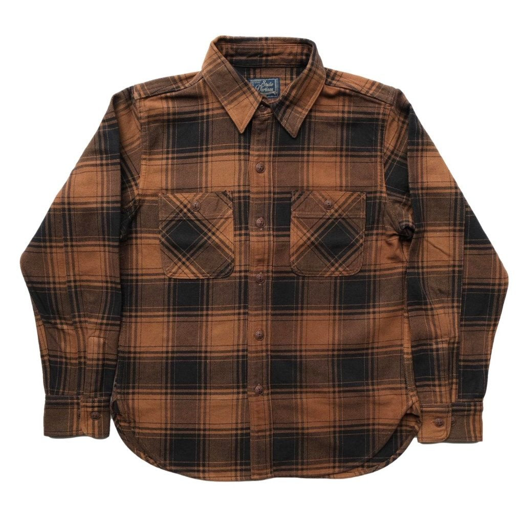 Studio D'Artisan Kakishibu Dyed Heavyweight Check Flannel Shirt