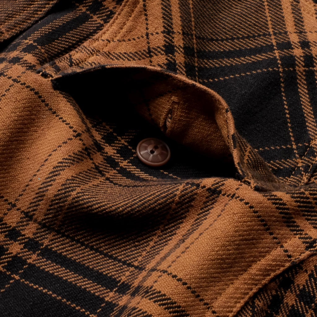 Studio D'Artisan Kakishibu Dyed Heavyweight Check Flannel Shirt