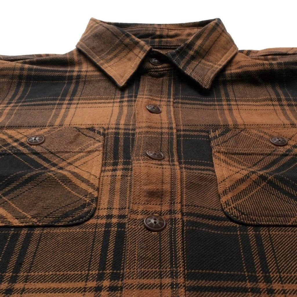 Studio D'Artisan Kakishibu Dyed Heavyweight Check Flannel Shirt