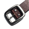 Samurai Jeans W001 Heavyweight Curved Leather Belt (Brown) - Okayama Denim Accessories - Selvedge