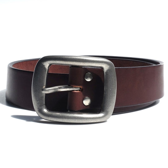 Samurai Jeans W001 Heavyweight Curved Leather Belt (Brown)