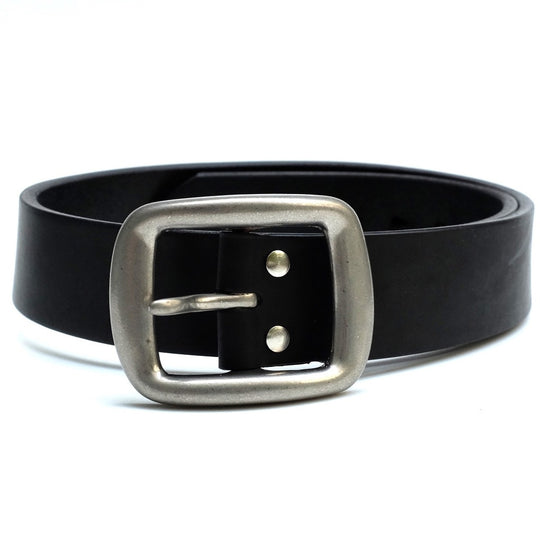 Samurai Jeans W001 Heavyweight Curved Leather Belt (Black)
