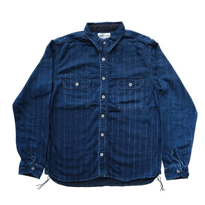 Samurai Jeans SSS22-SHR Distressed "Shuriken" Wabash Stripe Shirt