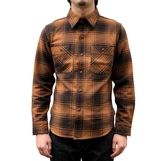 Studio D'Artisan Kakishibu Dyed Heavyweight Check Flannel Shirt