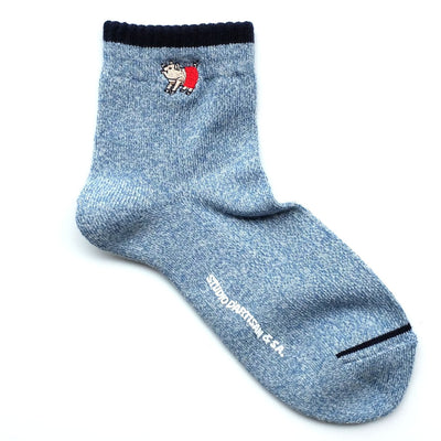 Studio D'Artisan Heather Middle Socks (Blue) - Okayama Denim Accessories - Selvedge