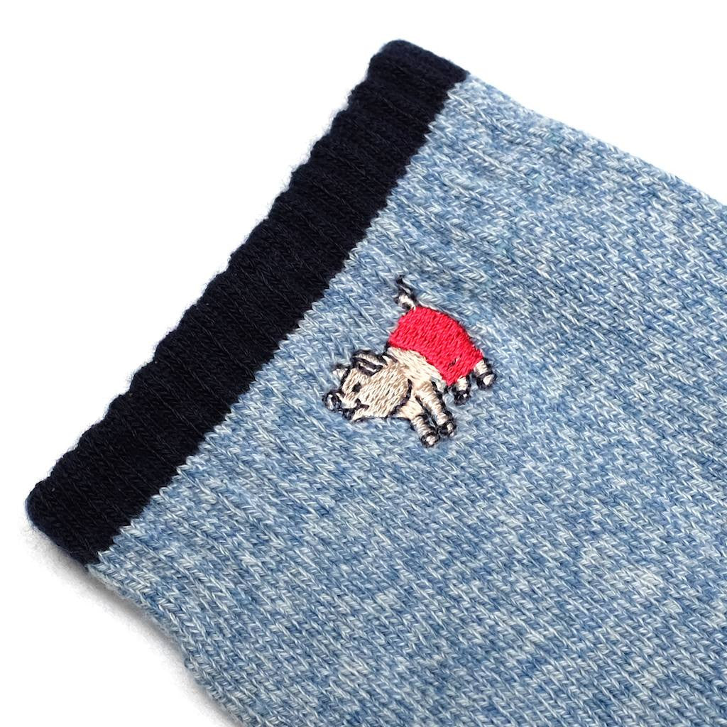 Studio D'Artisan Heather Middle Socks (Blue) - Okayama Denim Accessories - Selvedge