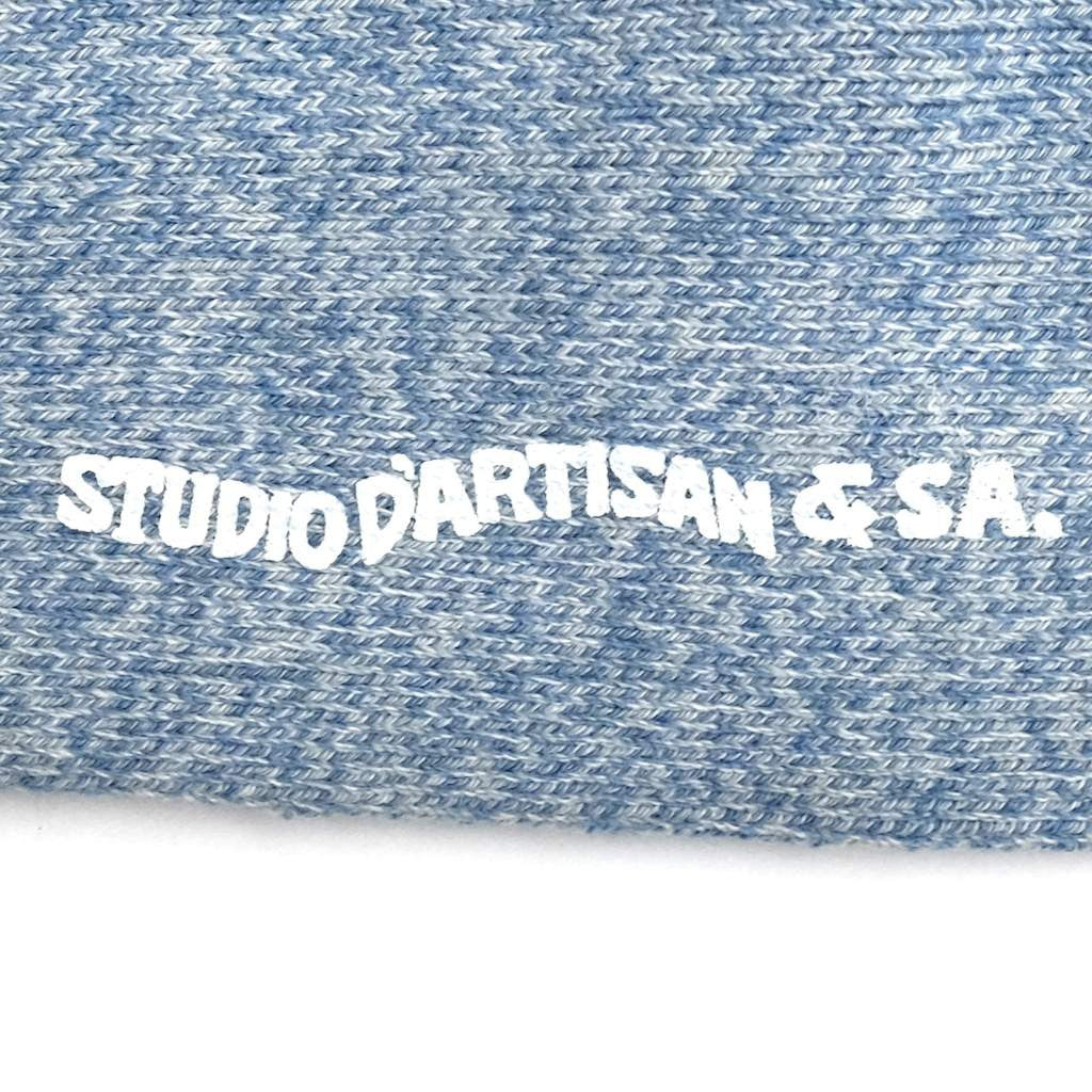 Studio D'Artisan Heather Middle Socks (Blue) - Okayama Denim Accessories - Selvedge