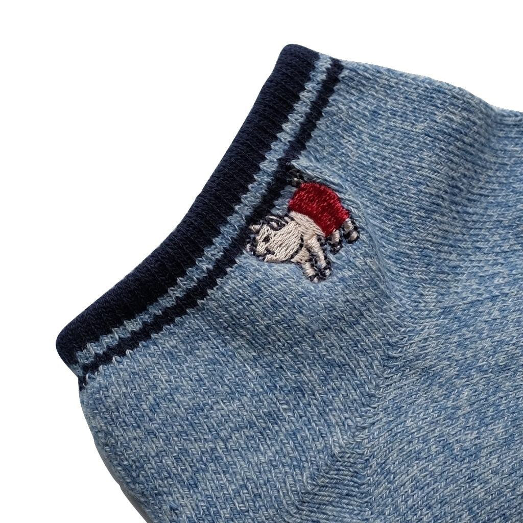 Studio D'Artisan Heather Ankle Socks (Blue) - Okayama Denim Accessories - Selvedge