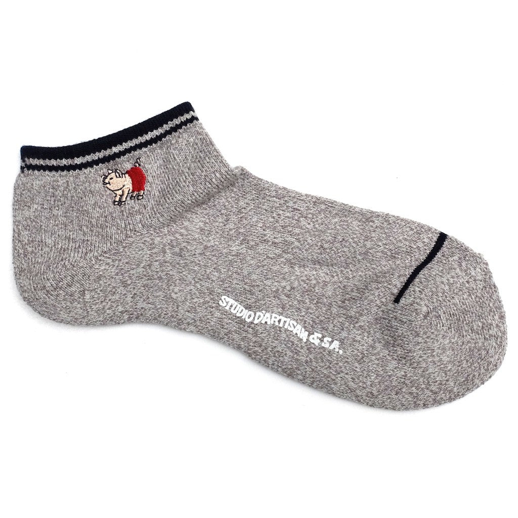 Studio D'Artisan Heather Ankle Socks (Light Gray) - Okayama Denim Accessories - Selvedge