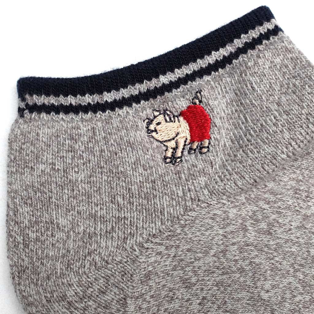 Studio D'Artisan Heather Ankle Socks (Light Gray) - Okayama Denim Accessories - Selvedge