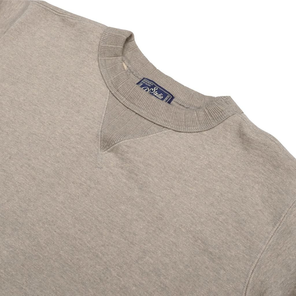 Studio D'Artisan Suvin Gold Loopwheel Crewneck Sweatshirt (Heather Gray) - Okayama Denim Sweatshirt - Selvedge