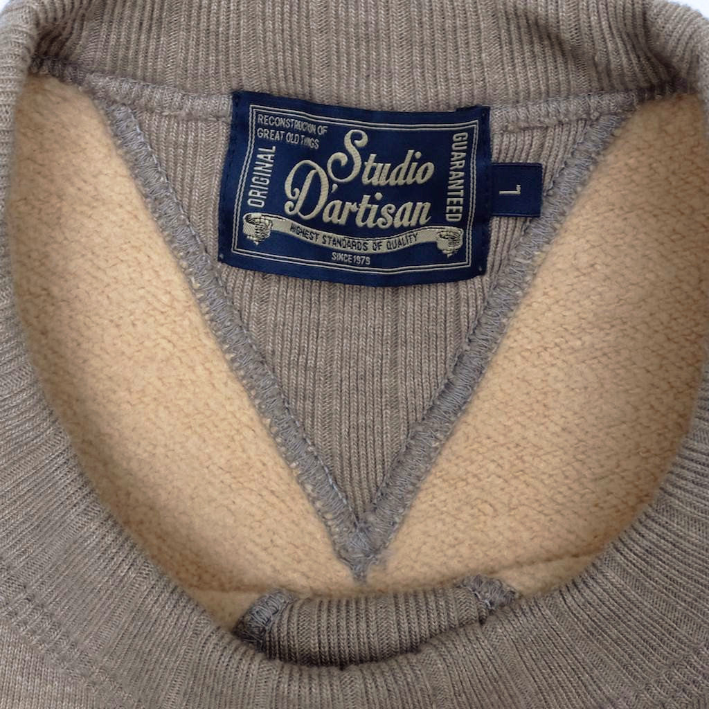 Studio D'Artisan Suvin Gold Loopwheel Crewneck Sweatshirt (Heather Gray) - Okayama Denim Sweatshirt - Selvedge