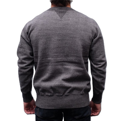 Studio D'Artisan Suvin Gold Loopwheel Crewneck Sweatshirt (Heather Black) - Okayama Denim Sweatshirt - Selvedge