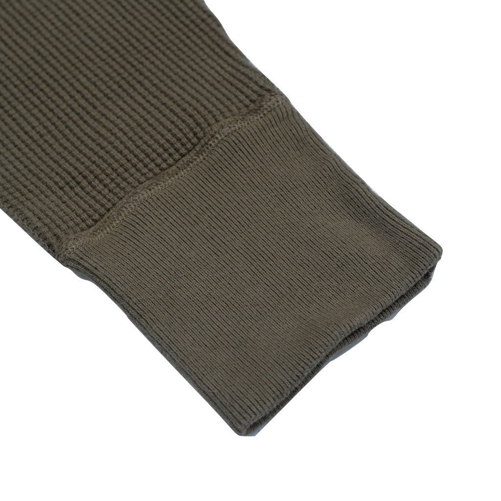 Studio D'Artisan L/S Heavy Thermal Henley (Khaki) - Okayama Denim  - Selvedge