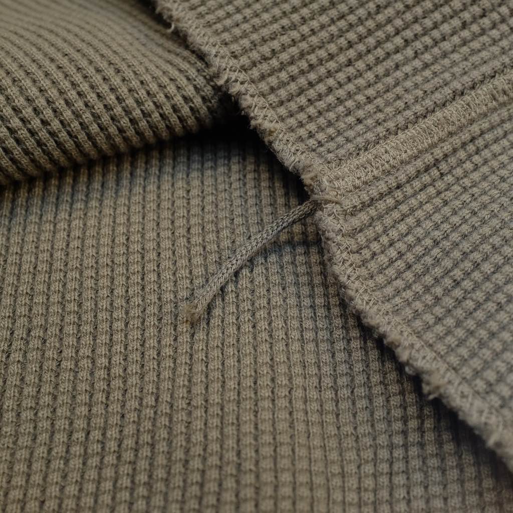 Studio D'Artisan L/S Heavy Thermal Henley (Khaki) - Okayama Denim  - Selvedge