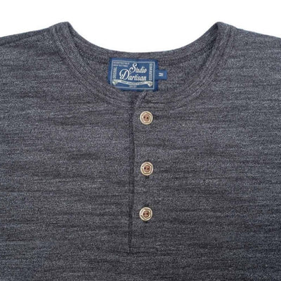Studio D'Artisan Suvin Gold LS Henley (Mock Black) - Okayama Denim T-Shirts - Selvedge