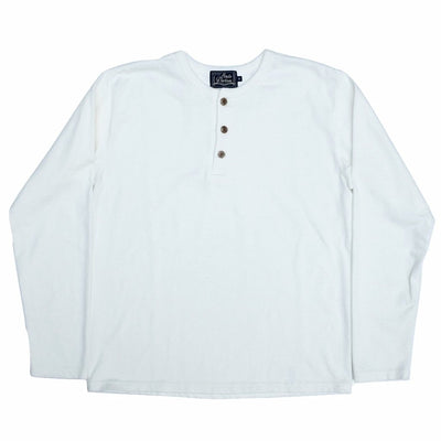 Studio D'Artisan Suvin Gold LS Henley (White) - Okayama Denim T-Shirts - Selvedge