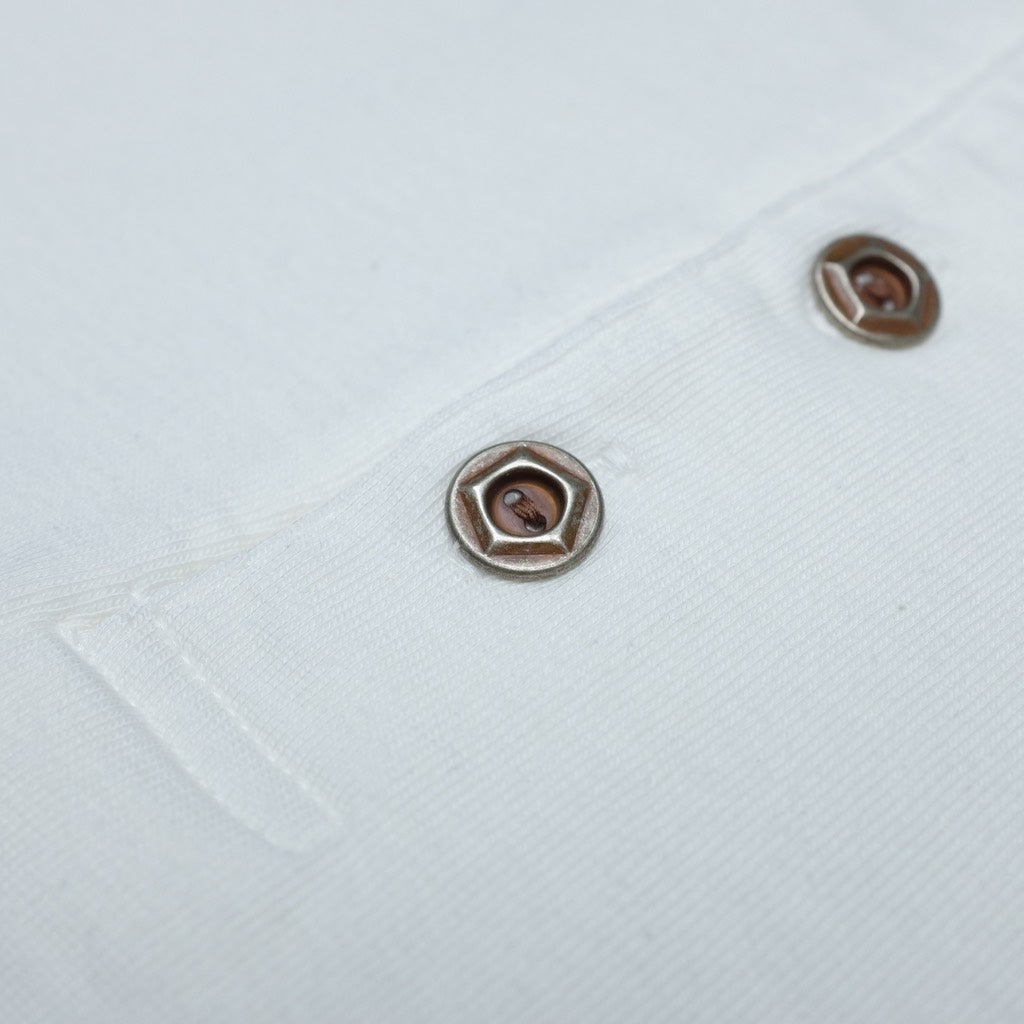 Studio D'Artisan Suvin Gold LS Henley (White) - Okayama Denim T-Shirts - Selvedge