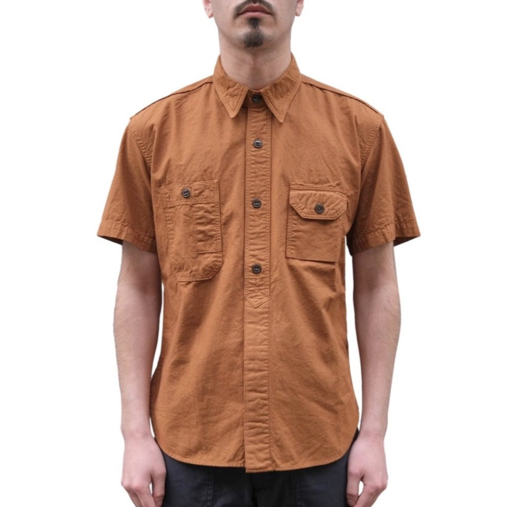 Studio D'Artisan Kakishibu Dyed S/S Chambray Shirt - Okayama