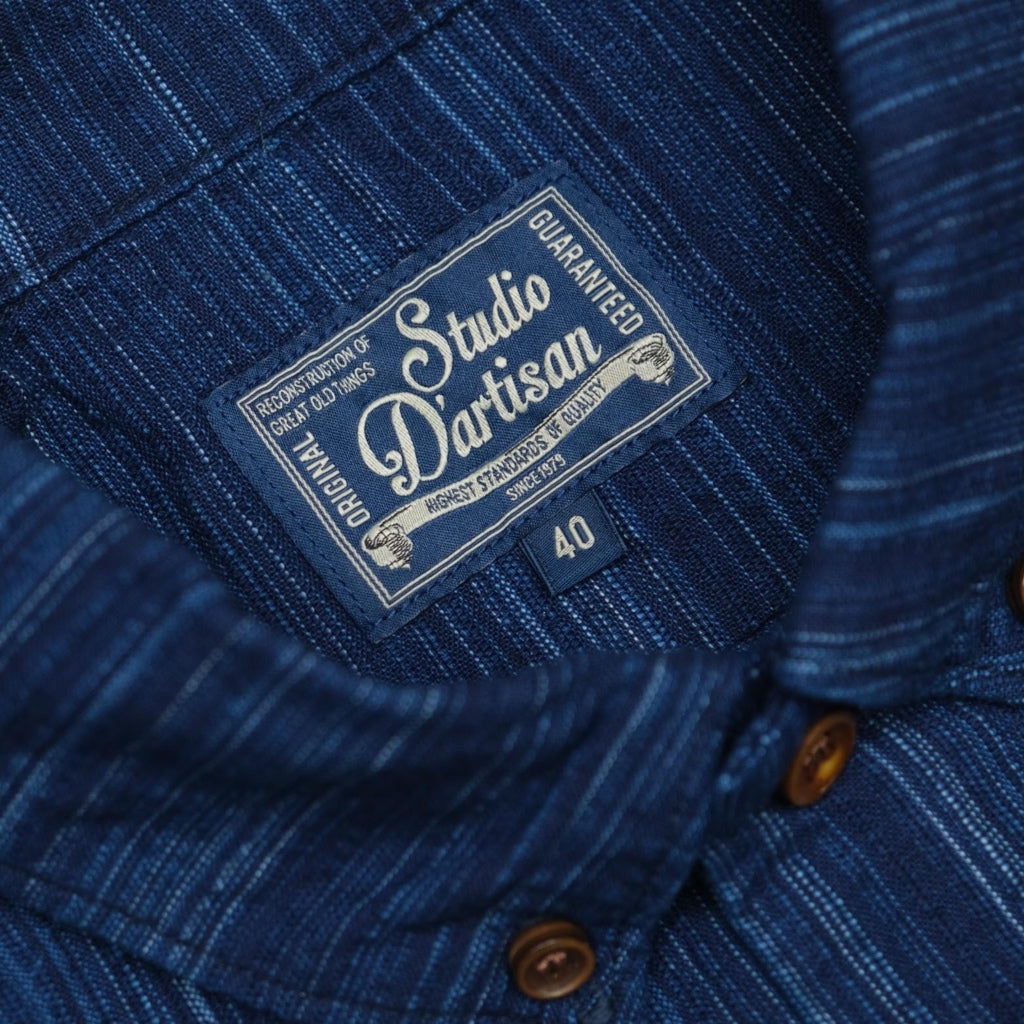 Studio D'Artisan Indigo Shijira Kasuri S/S Shirt - Okayama Denim