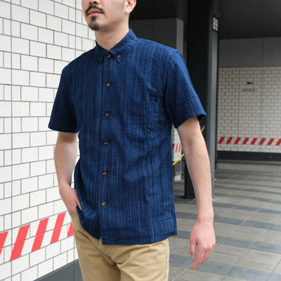 Studio D'Artisan Indigo Shijira Kasuri S/S Shirt