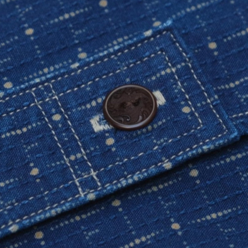 Studio D'Artisan "Railroad" Indigo Dot Wabash Sashiko S/S Shirt