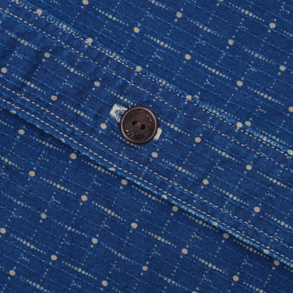Studio D'Artisan "Railroad" Indigo Dot Wabash Sashiko S/S Shirt