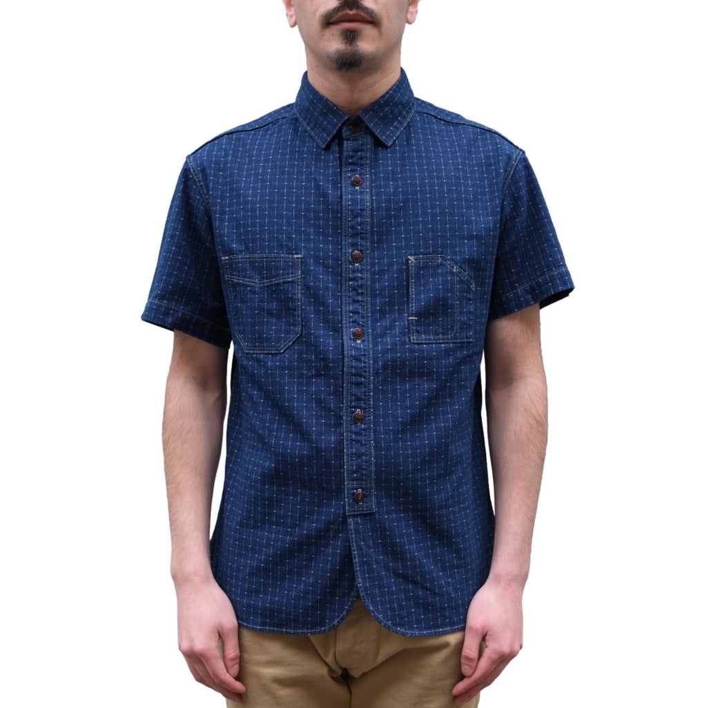 Studio D'Artisan "Railroad" Indigo Dot Wabash Sashiko S/S Shirt