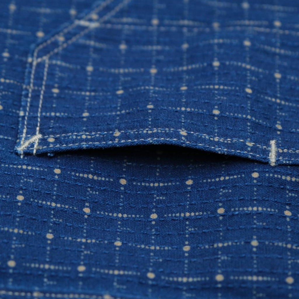 Studio D'Artisan "Railroad" Indigo Dot Wabash Sashiko S/S Shirt
