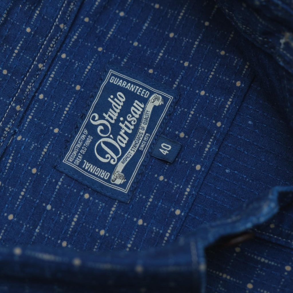 Studio D'Artisan "Railroad" Indigo Dot Wabash Sashiko S/S Shirt