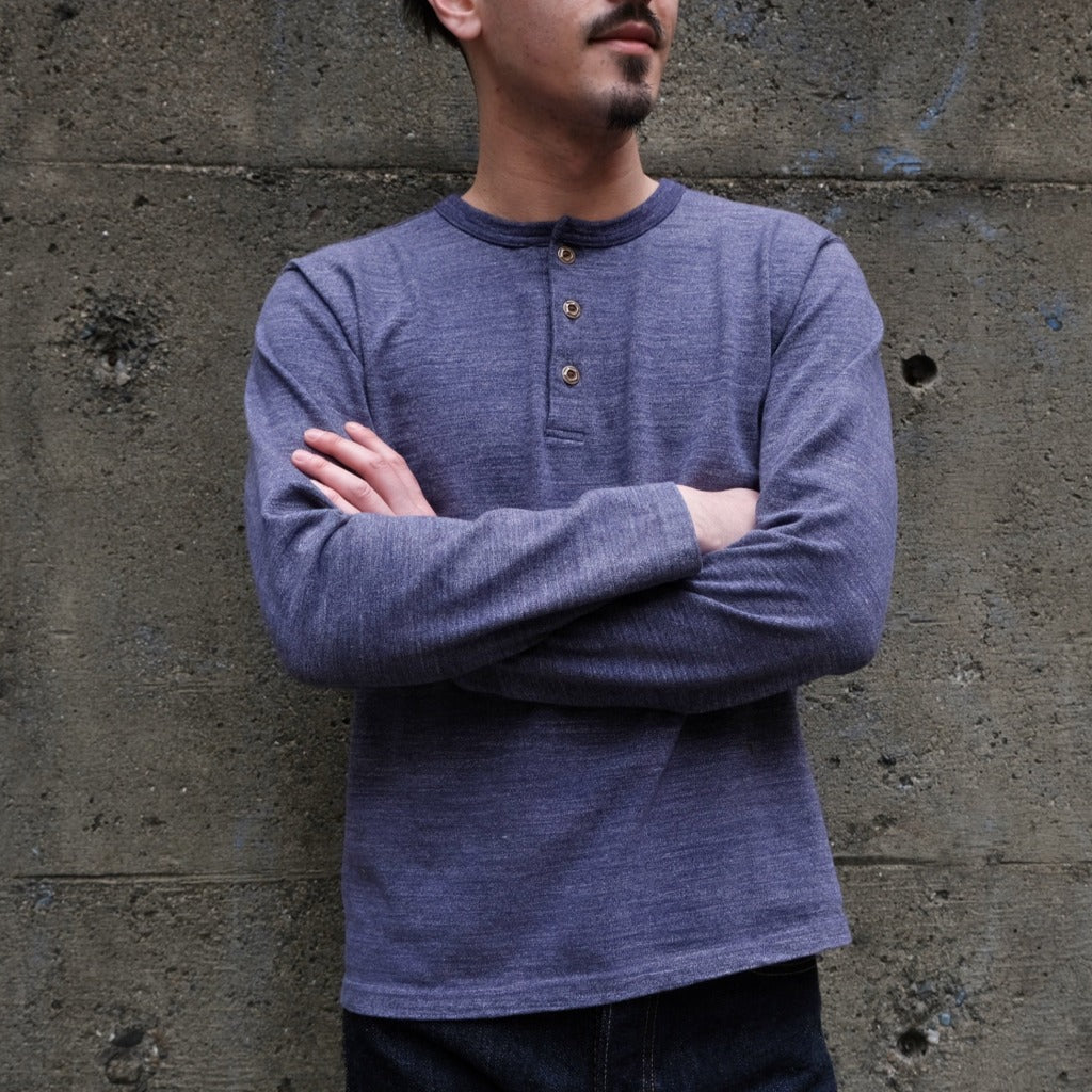 [Pre-Order] Studio D'Artisan Suvin Gold L/S Henley (Heather Navy)